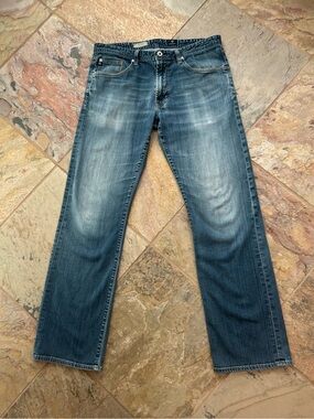 AG Adriano Goldschmied Men’s Jeans 34x32 Made USA Faded Stretch Straight Leg